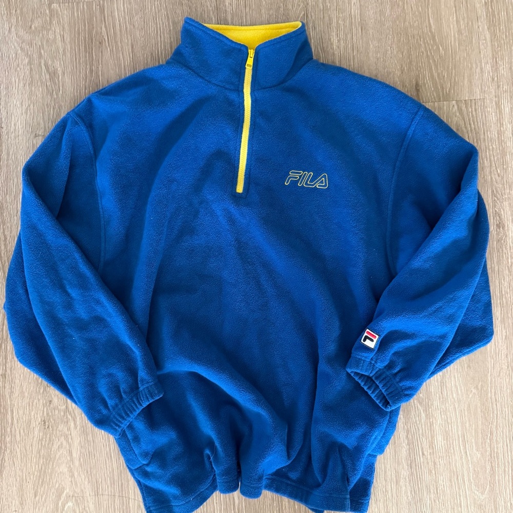 FILA blue Y2K 1/4 zip fleece sweatshirt XL